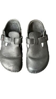 Birkenstock Boston Super Grip Black Leather Clogs Slip Resistant Mens 10